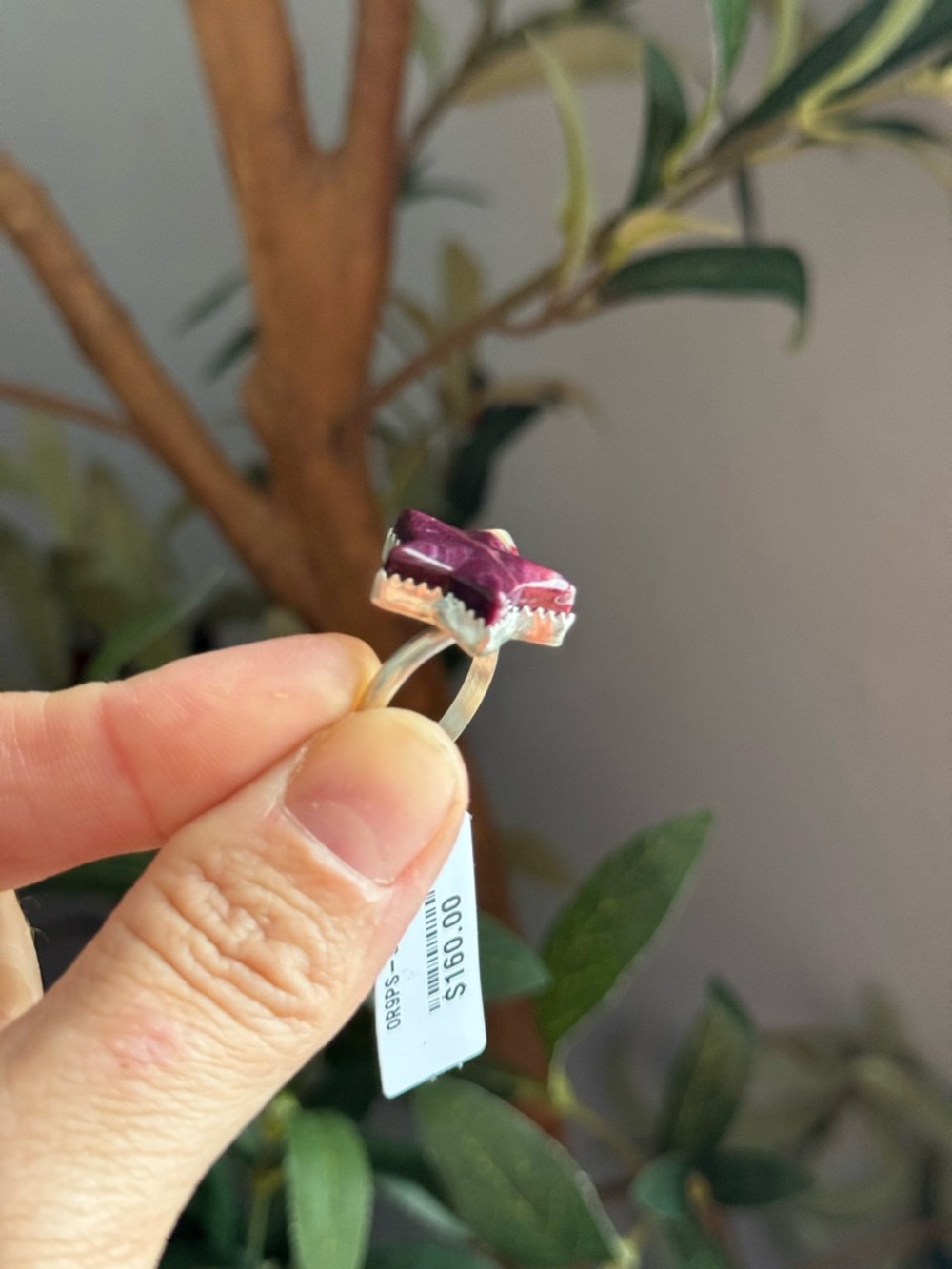 NWT Sterling silver Star-Shaped Purple spiny Gemstone Ring - Picture 4 of 5